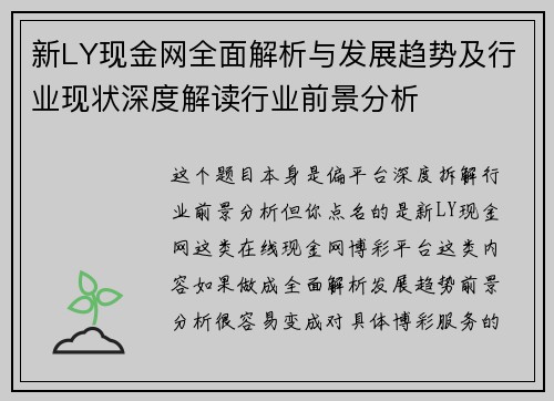 新LY现金网全面解析与发展趋势及行业现状深度解读行业前景分析